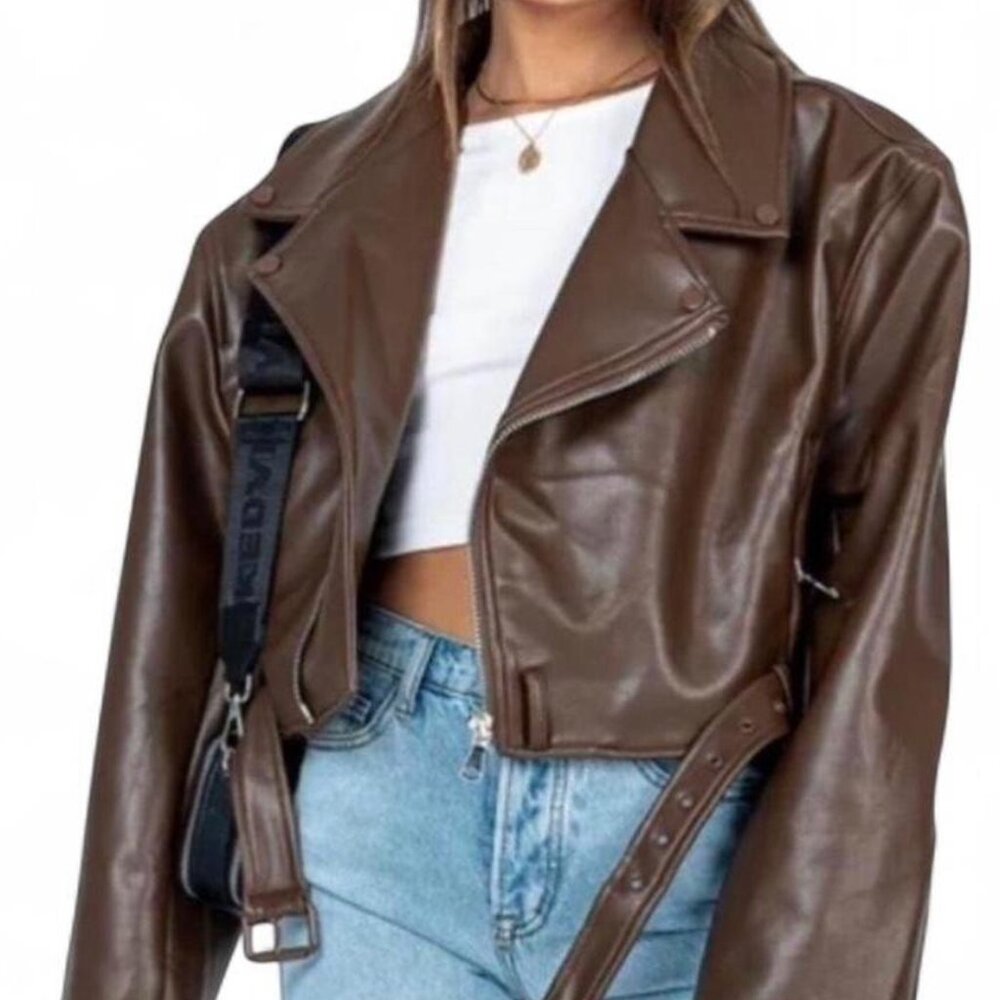Princess Polly Brown Leather Jacket